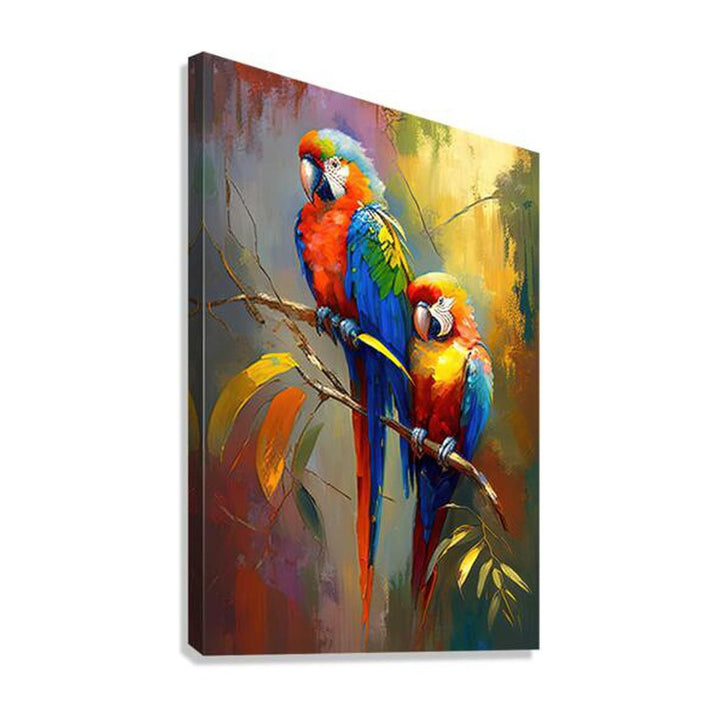 Buddy And Kira Parrots, Psittacines, Bird Art Print 23285 Giclée Stretched Canvas Print Visual Wall Art