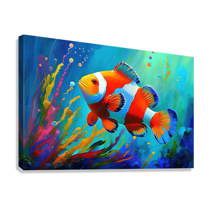 Clownfish In Aquarium, Fish Art Print 32200 Giclée Stretched Canvas Print Visual Wall Art