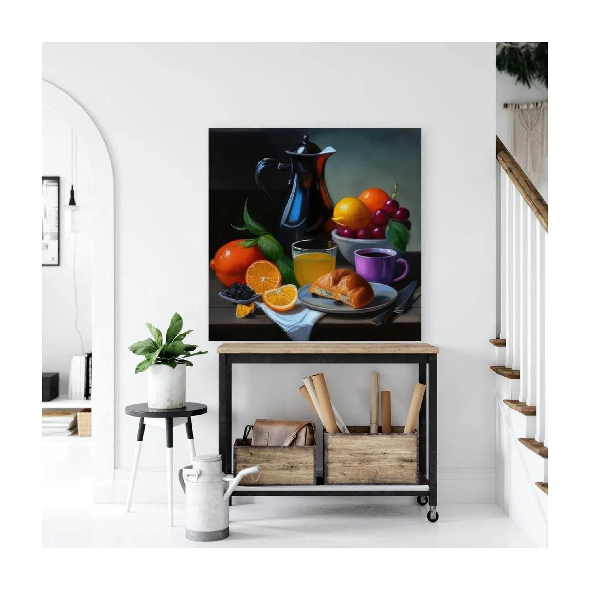 Coffe Croissant Breakfast Food, Still Life Art Print 11700 Visual Wall Art