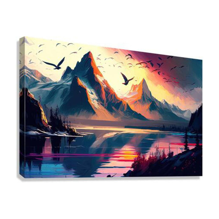 Cold Mountain River, Landscape Nature Art Print 32315 Giclée Stretched Canvas Print Visual Wall Art