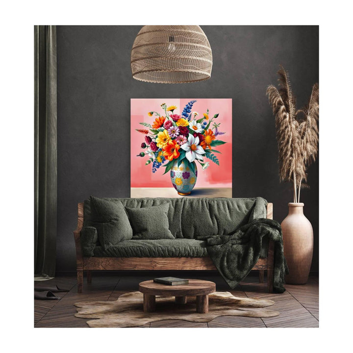 Colorful Vase Filled Flowers Still Life Print-11908 Visual Wall Art