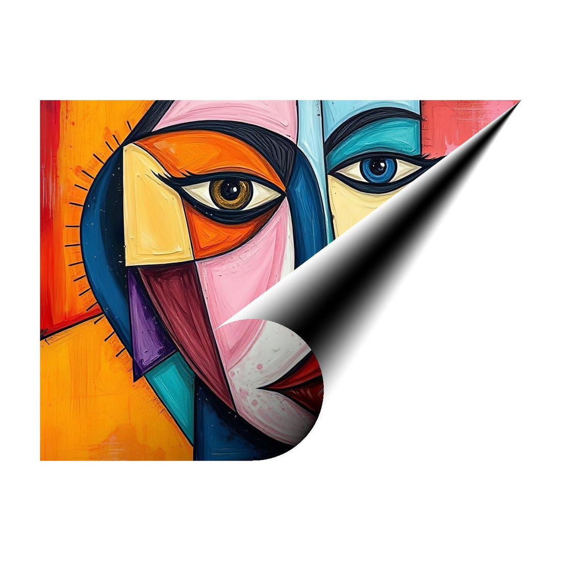 Colorful Visage, Abstract Art Print 43635 Giclee Rolled Canvas Print Visual Wall Art