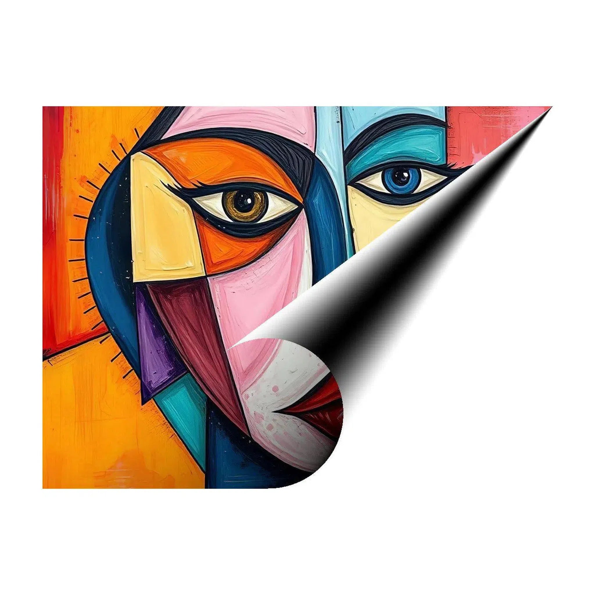 Colorful Visage, Abstract Art Print 43635 Giclée Rolled Canvas Print Visual Wall Art