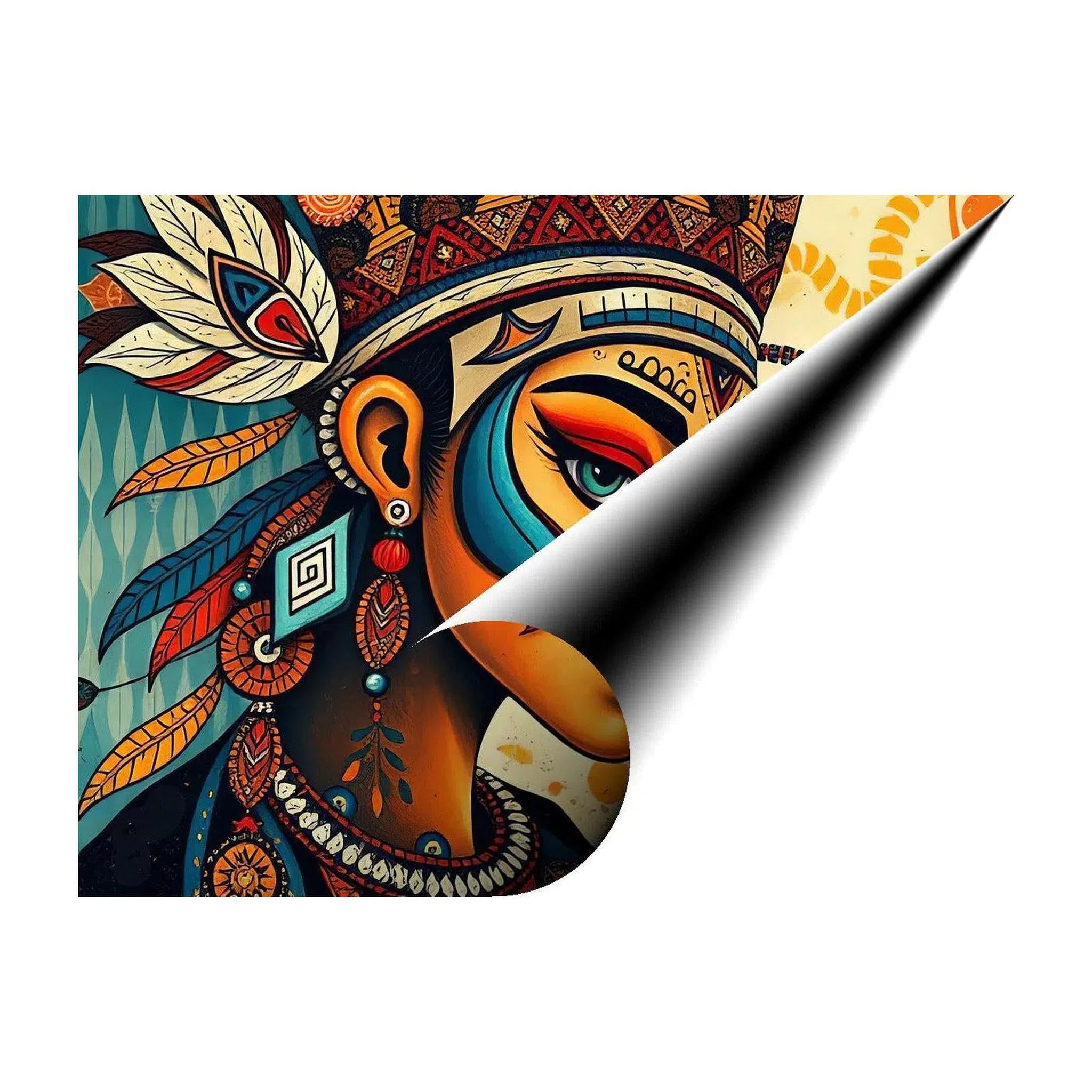 Colourful Tribal Woman, Abstract Art Print 43644 Giclée Fine Art Matte Paper Print Visual Wall Art