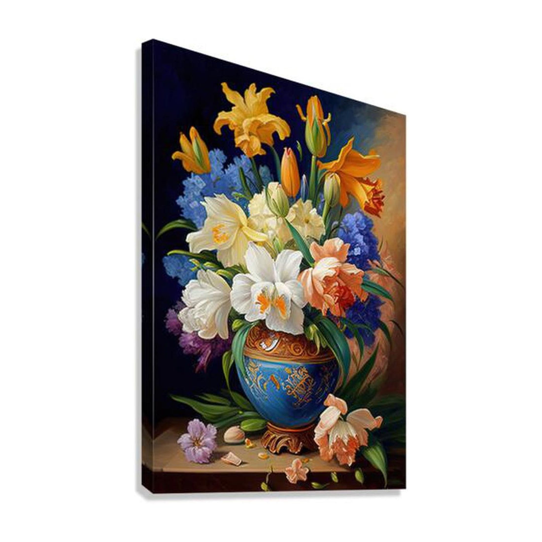 Composition Of Flowers In Vase Still Life Art Print 23600 Giclée Stretched Canvas Print Visual Wall Art