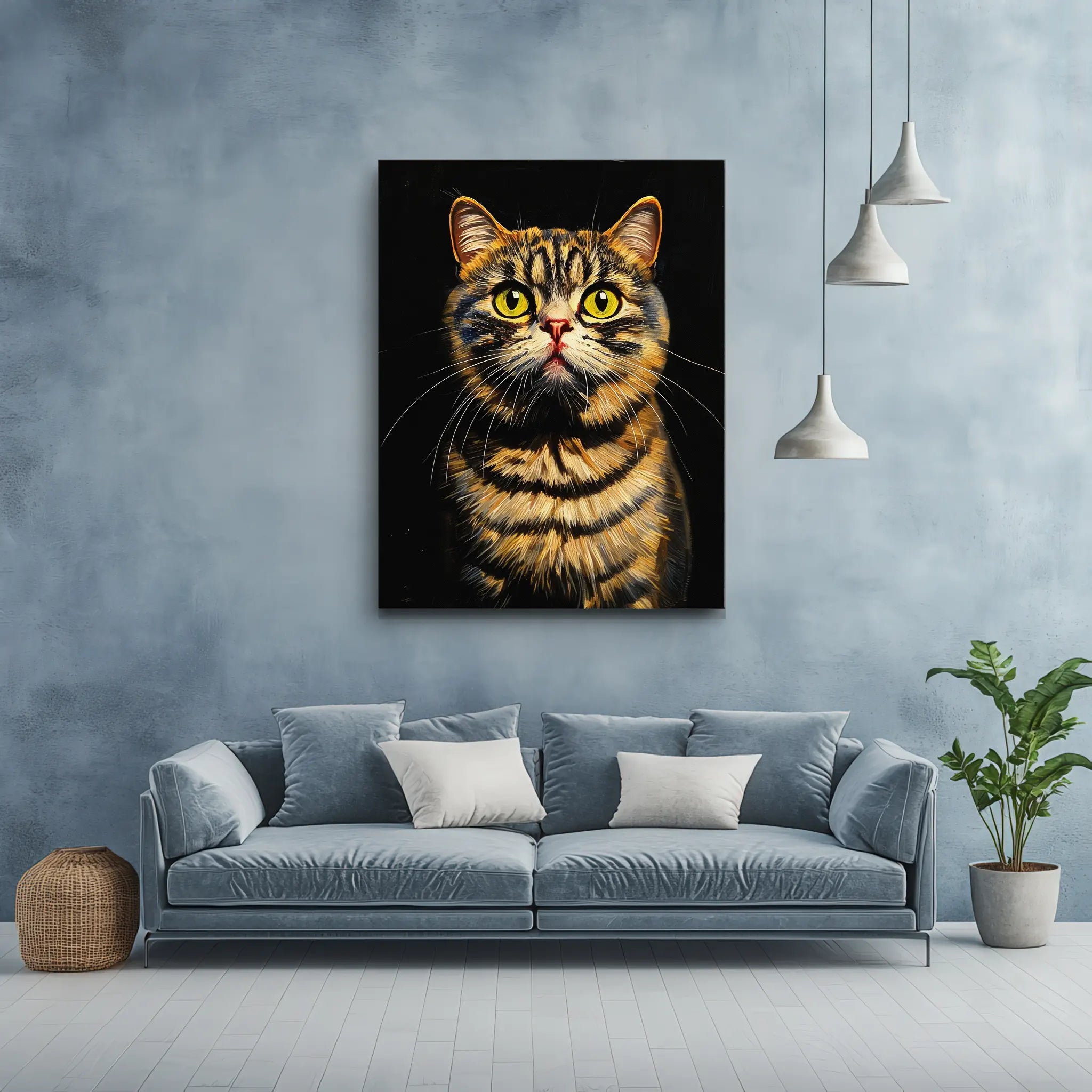 Curious Tabby Cat Gaze Giclée Print 456016 Visual Wall Art AR3:4V-AR4:5V Giclée Print