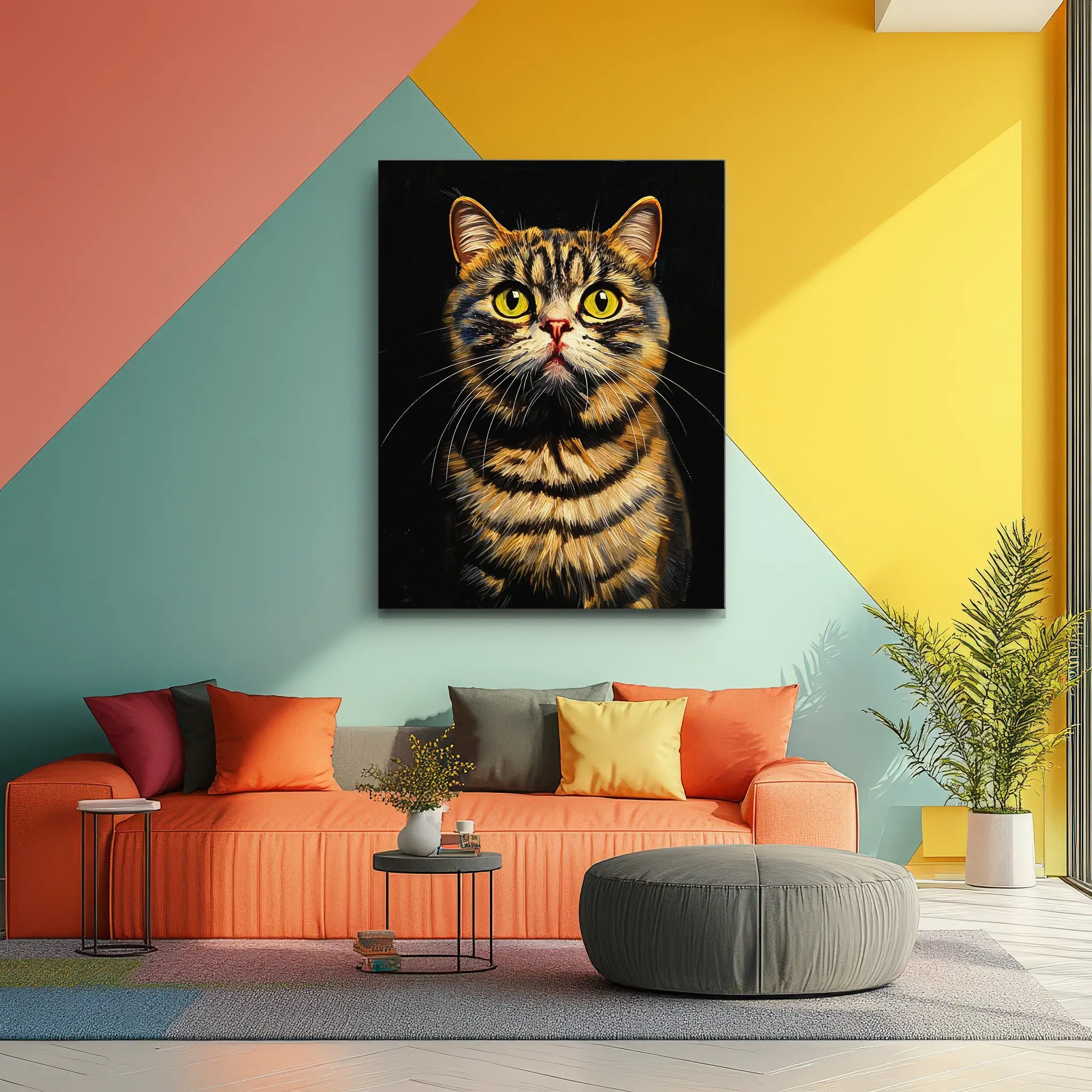 Curious Tabby Cat Gaze Giclée Print 456016 Visual Wall Art AR3:4V-AR4:5V Giclée Print