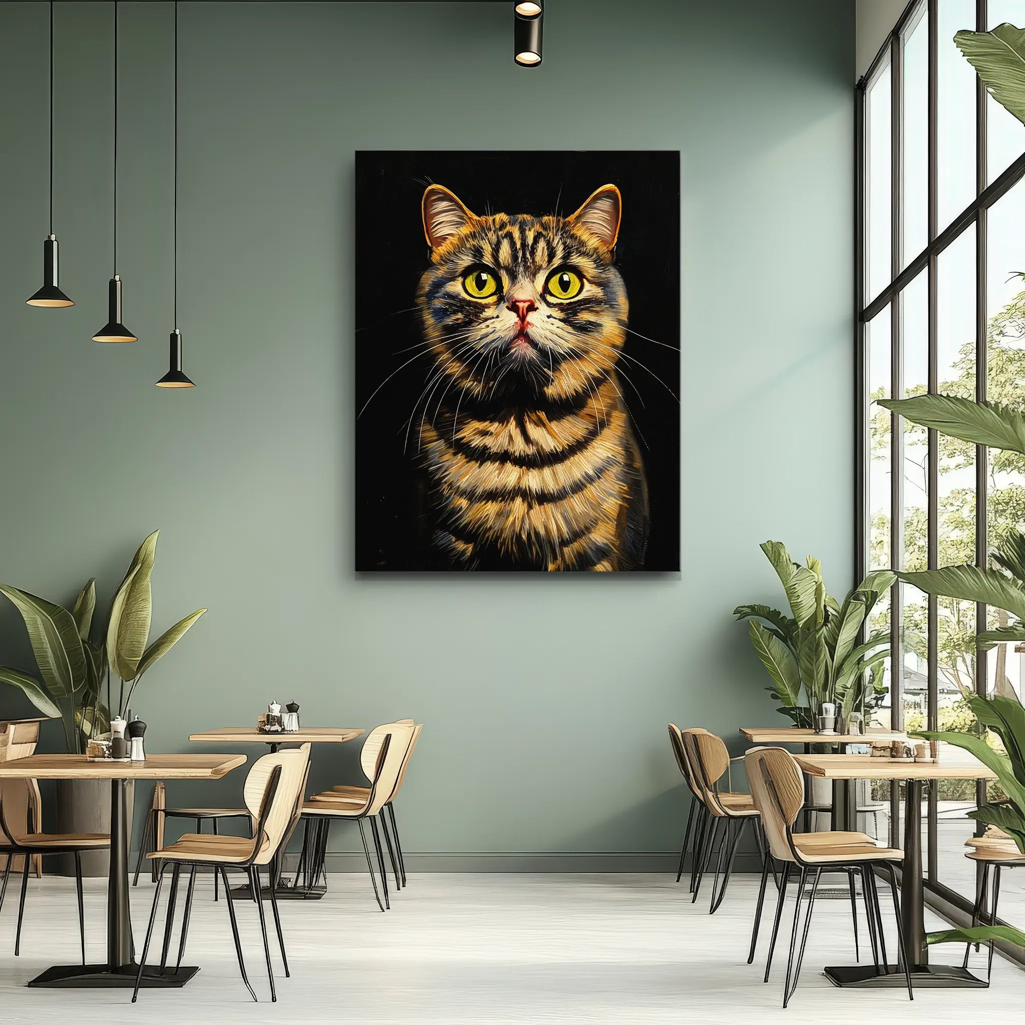 Curious Tabby Cat Gaze Giclée Print 456016 Visual Wall Art AR3:4V-AR4:5V Giclée Print