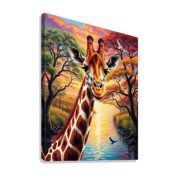 Cute Giraffe Portrait, Animal Art Print 34811 Giclée Stretched Canvas Print Visual Wall Art