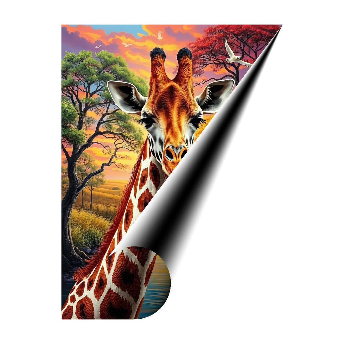 Cute Giraffe Portrait, Animal Art Print 34811 Giclee Rolled Canvas Print Visual Wall Art