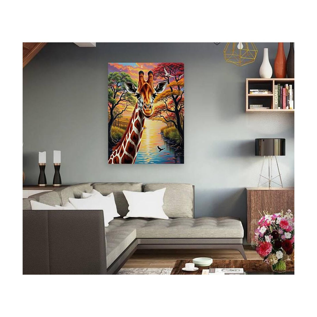 Cute Giraffe Portrait, Animal Art Print 34811 Visual Wall Art