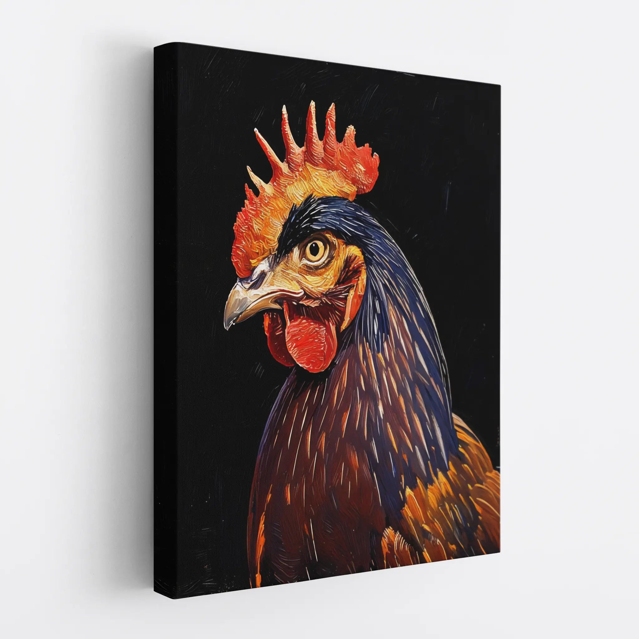 Dark Feathered Rooster Regal Fowl Giclée Print 456017 Visual Wall Art AR3:4V-AR4:5V Giclée Print