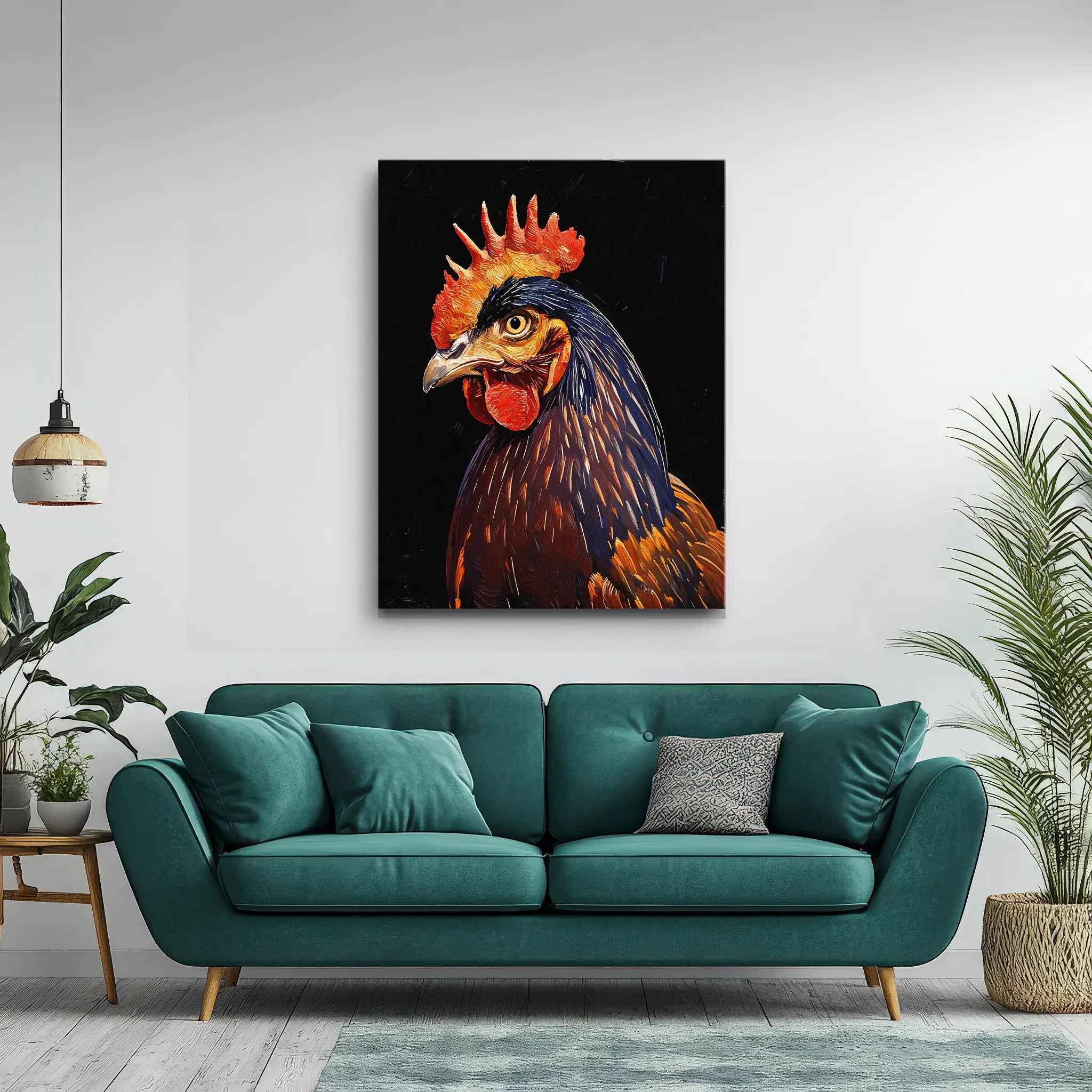 Dark Feathered Rooster Regal Fowl Giclée Print 456017 Visual Wall Art AR3:4V-AR4:5V Giclée Print