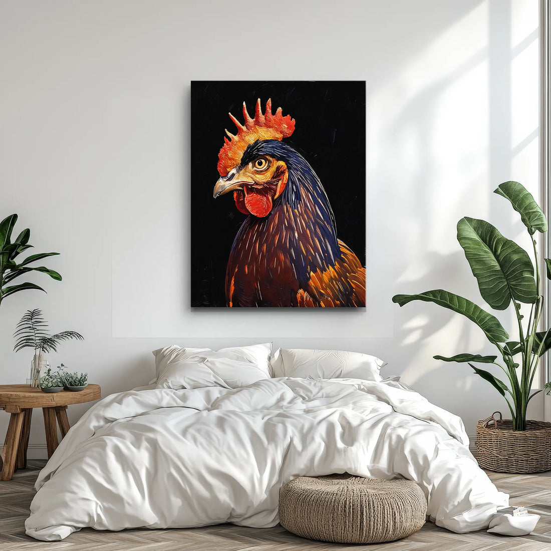 Dark Feathered Rooster Regal Fowl Giclée Print 456017 Visual Wall Art AR3:4V-AR4:5V Giclée Print