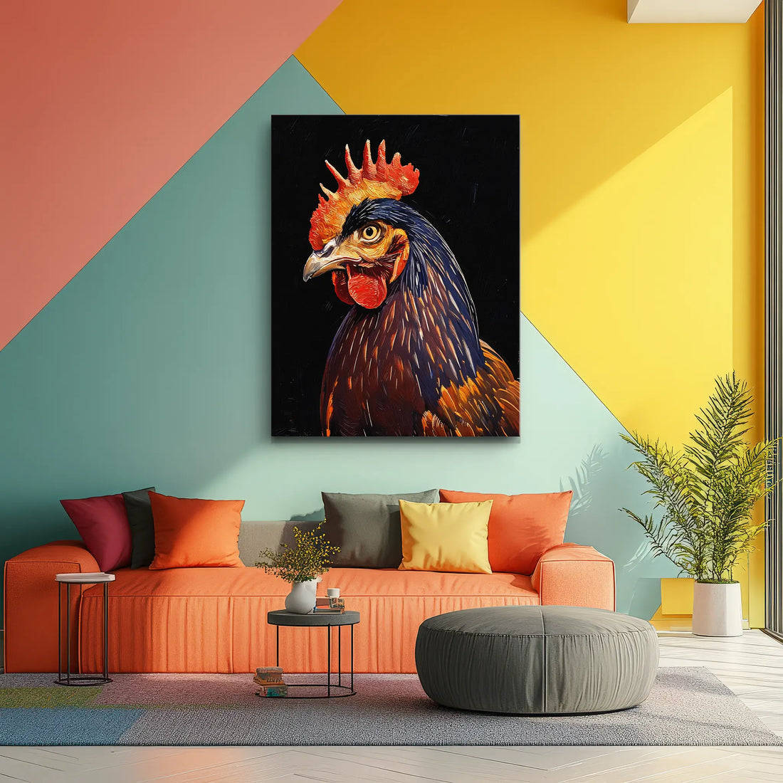 Dark Feathered Rooster Regal Fowl Giclée Print 456017 Visual Wall Art AR3:4V-AR4:5V Giclée Print