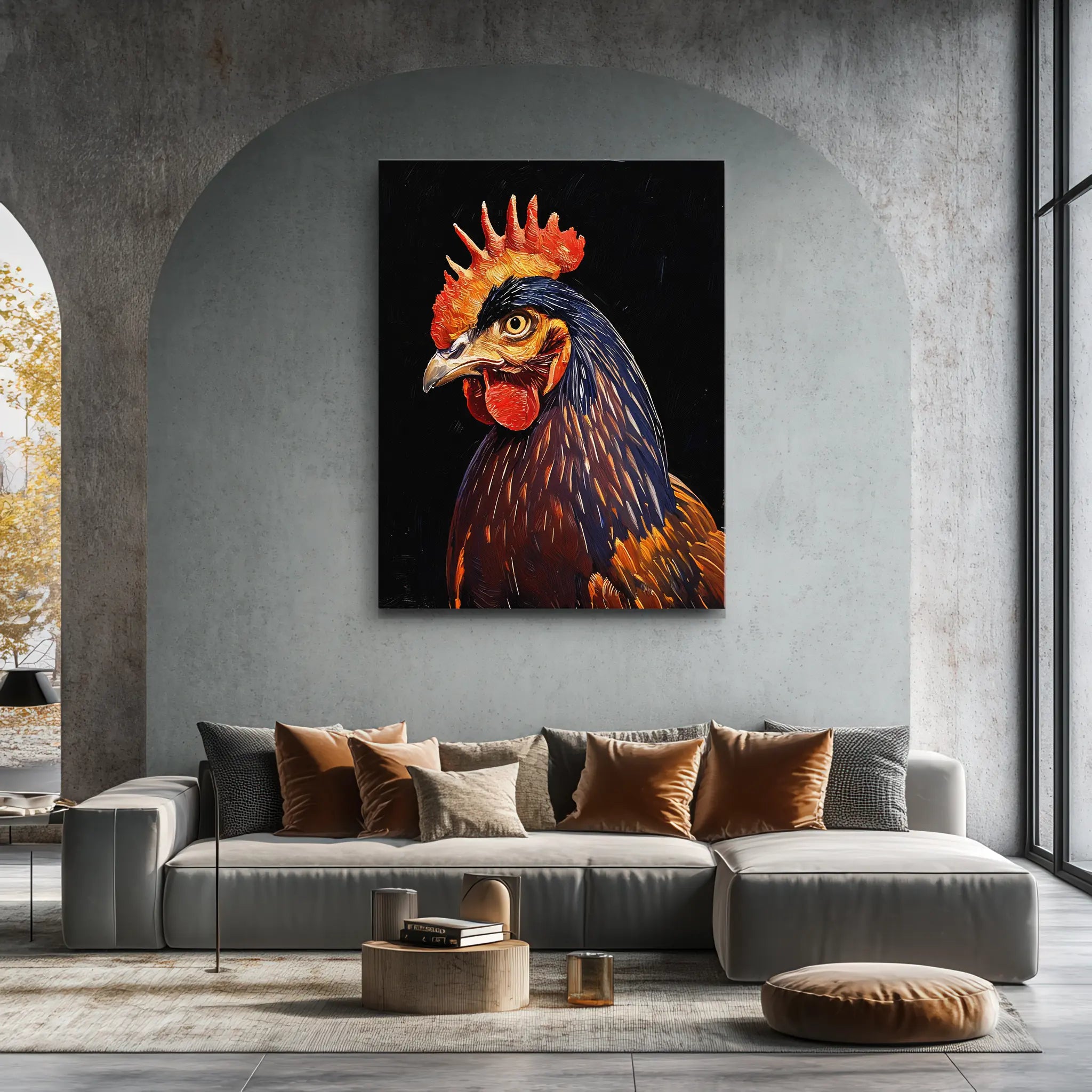 Dark Feathered Rooster Regal Fowl Giclée Print 456017 Visual Wall Art AR3:4V-AR4:5V Giclée Print