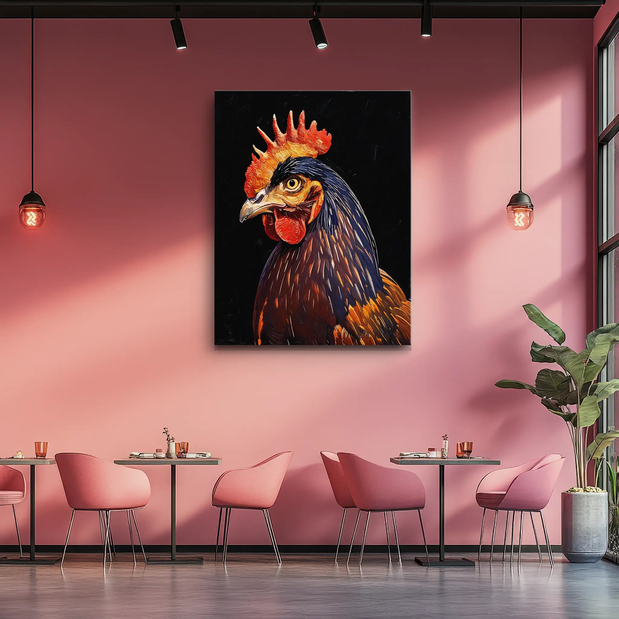 Dark Feathered Rooster Regal Fowl Giclée Print 456017 Visual Wall Art AR3:4V-AR4:5V Giclée Print