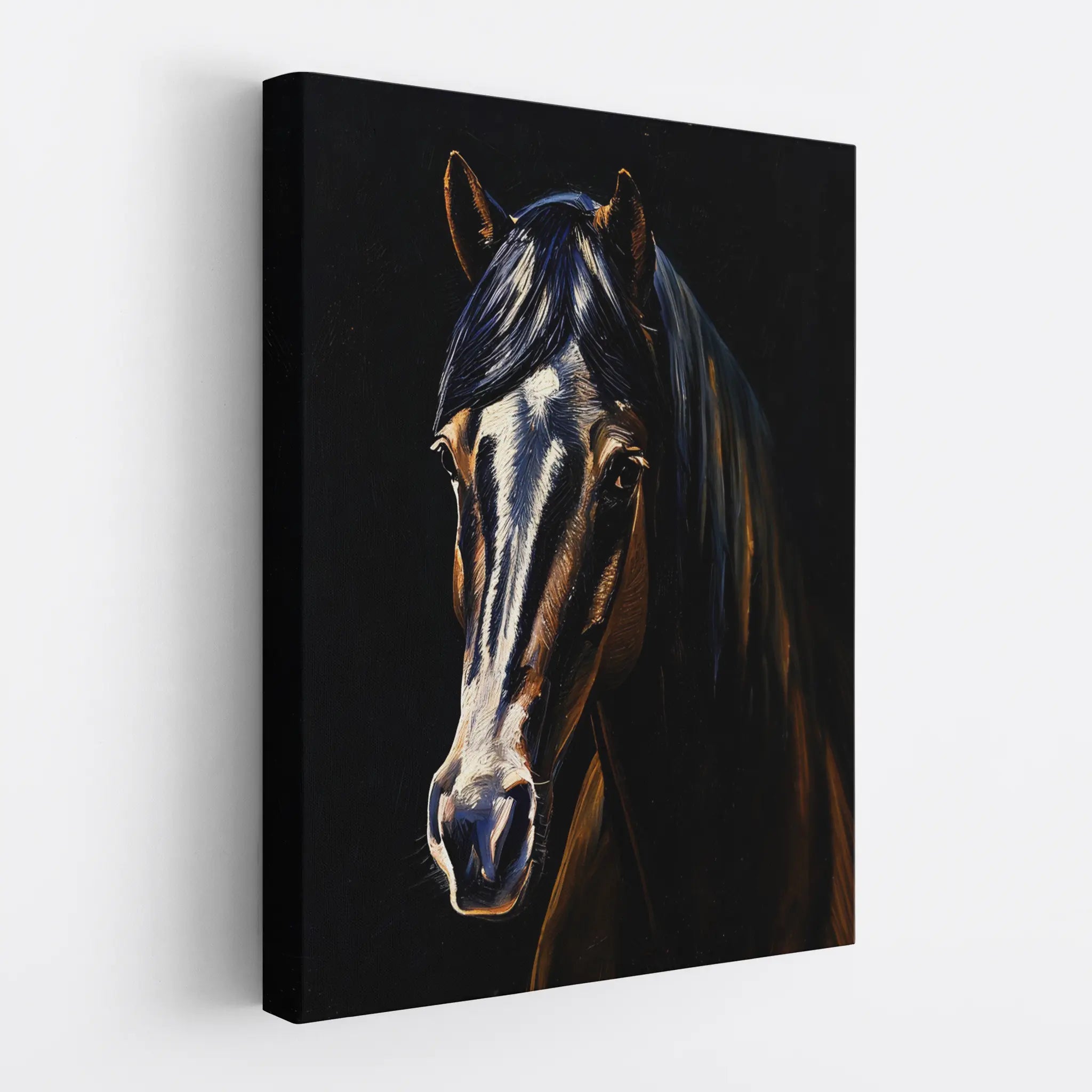 Dark Horse with White Blaze Giclée Print 456018 Visual Wall Art AR3:4V-AR4:5V Giclée Print