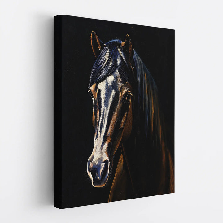 Dark Horse with White Blaze Giclée Print 456018 Visual Wall Art AR3:4V-AR4:5V Giclée Print