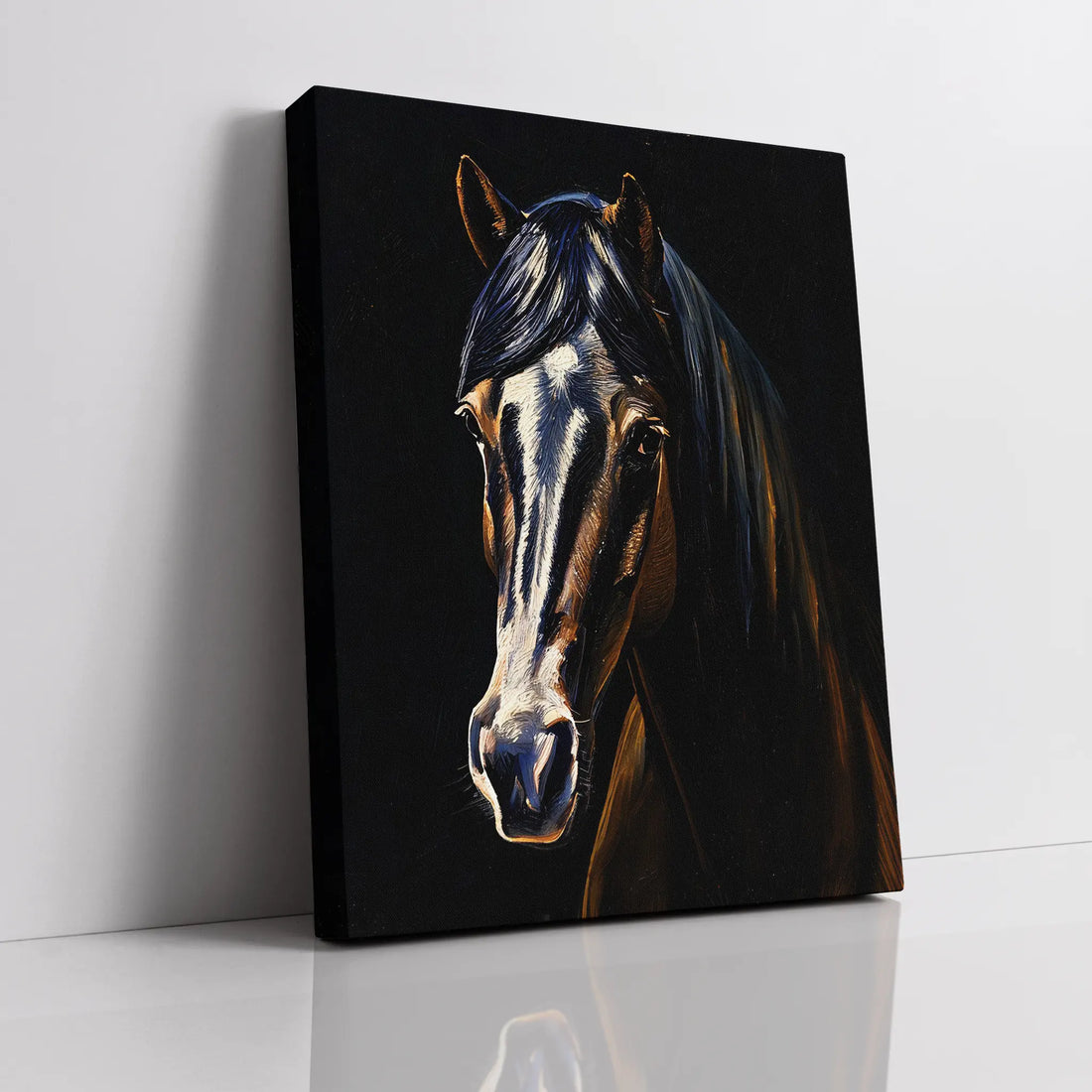 Dark Horse with White Blaze Giclée Print 456018 Visual Wall Art AR3:4V-AR4:5V Giclée Print