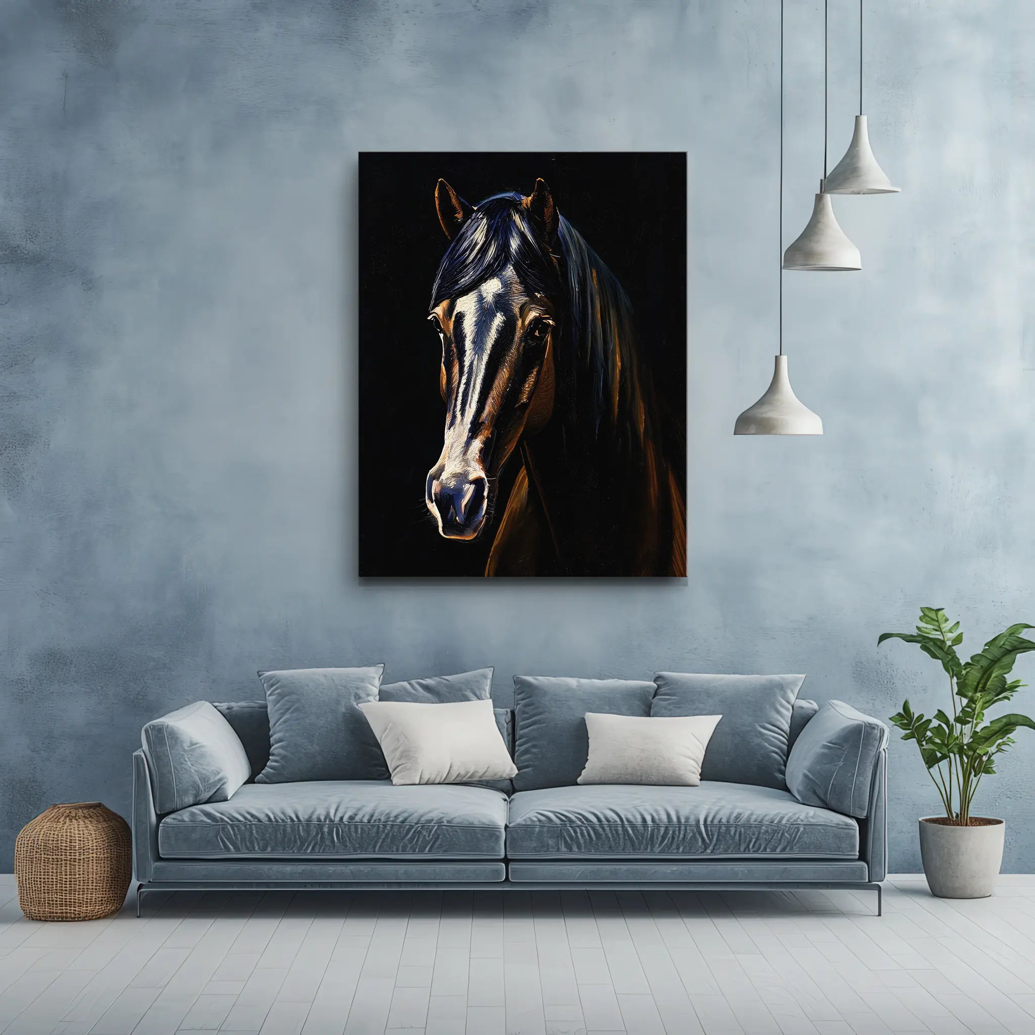 Dark Horse with White Blaze Giclée Print 456018 Visual Wall Art AR3:4V-AR4:5V Giclée Print