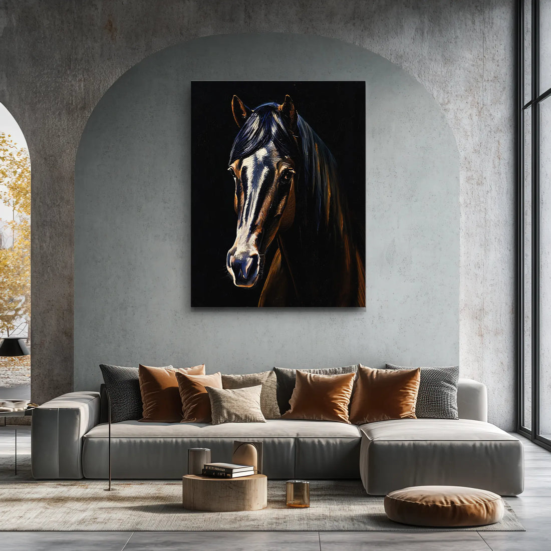 Dark Horse with White Blaze Giclée Print 456018 Visual Wall Art AR3:4V-AR4:5V Giclée Print