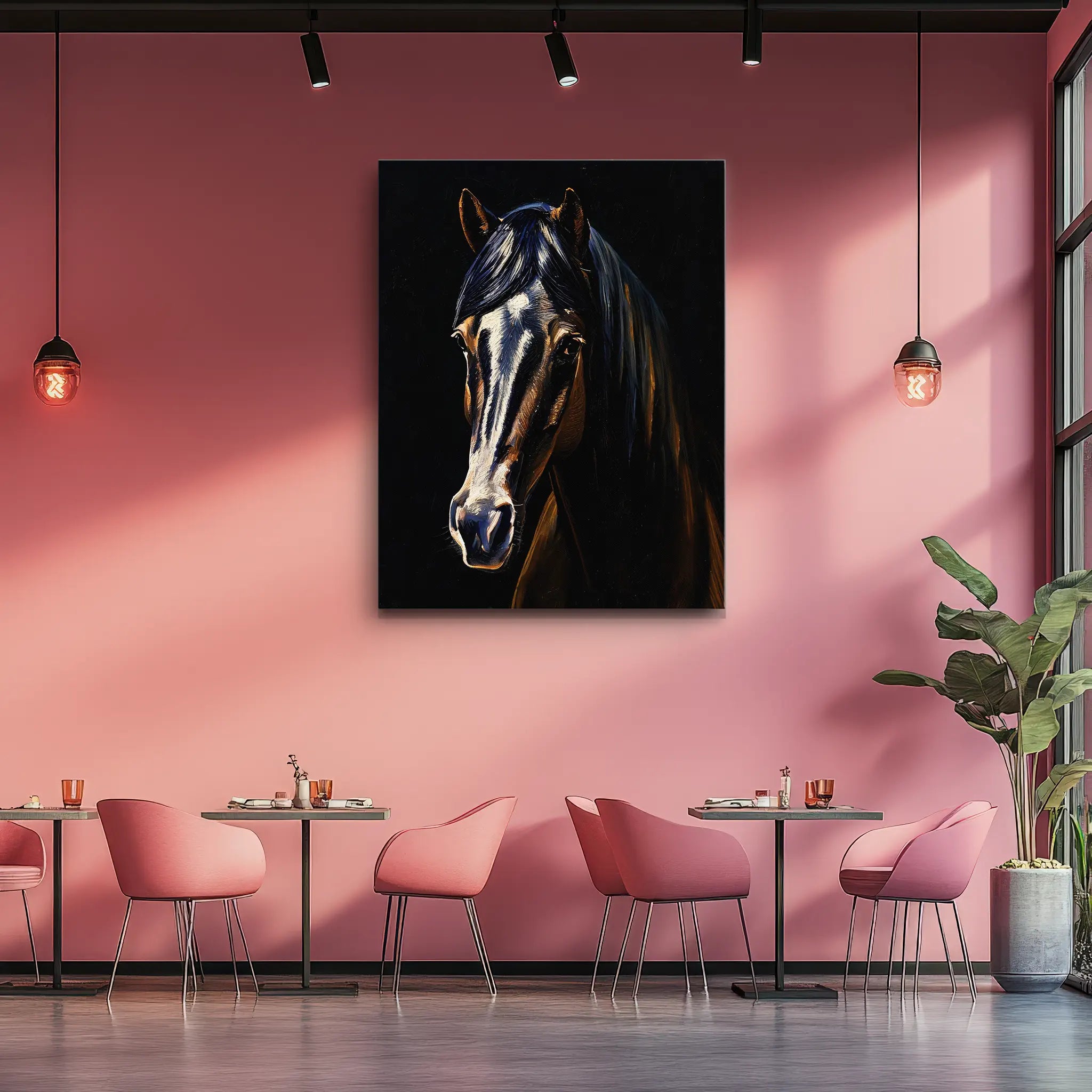 Dark Horse with White Blaze Giclée Print 456018 Visual Wall Art AR3:4V-AR4:5V Giclée Print