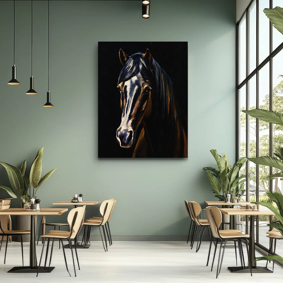 Dark Horse with White Blaze Giclée Print 456018 Visual Wall Art AR3:4V-AR4:5V Giclée Print