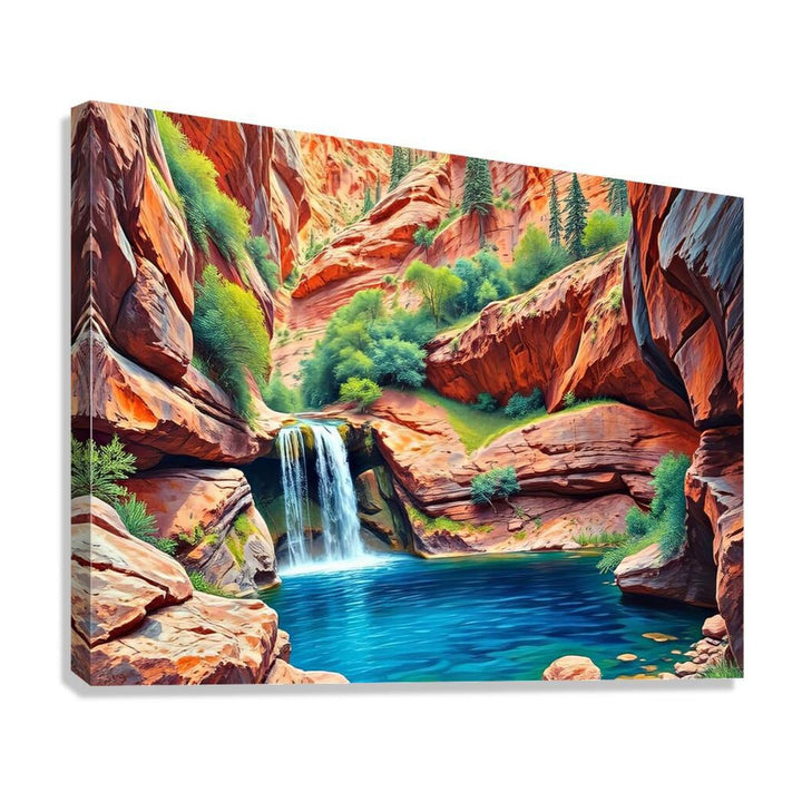 Deep Red Rock Canyon Nature Art Print 43709 Giclée Stretched Canvas Print Visual Wall Art