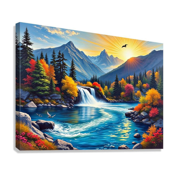 Deep Vibrant Blue River Nature Art Print 43710 Giclée Stretched Canvas Print Visual Wall Art