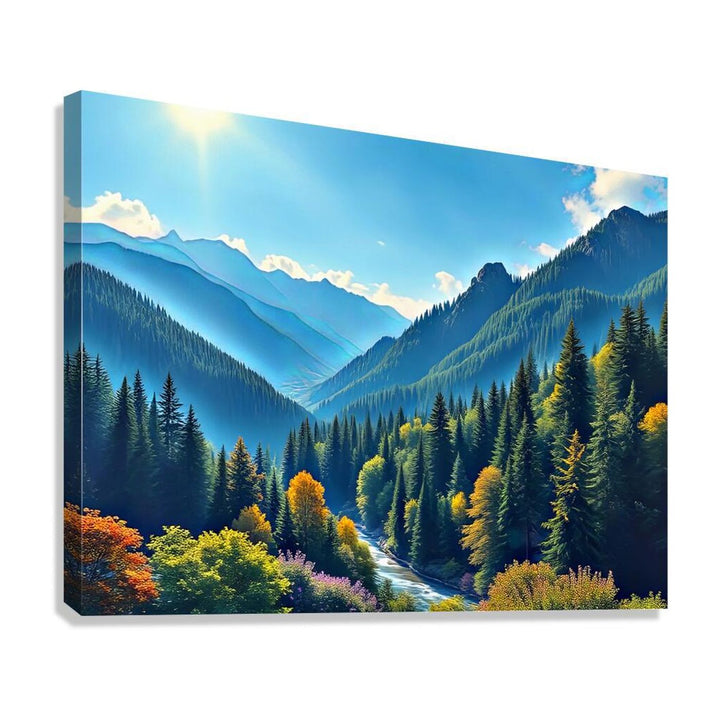 Dense Mountain Valley Nature Art Print 43711 Giclée Stretched Canvas Print Visual Wall Art