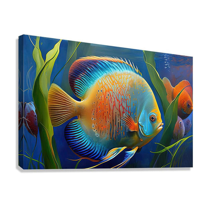 Discus In Aquarium, Fish Art Print 32300 Giclée Stretched Canvas Print Visual Wall Art