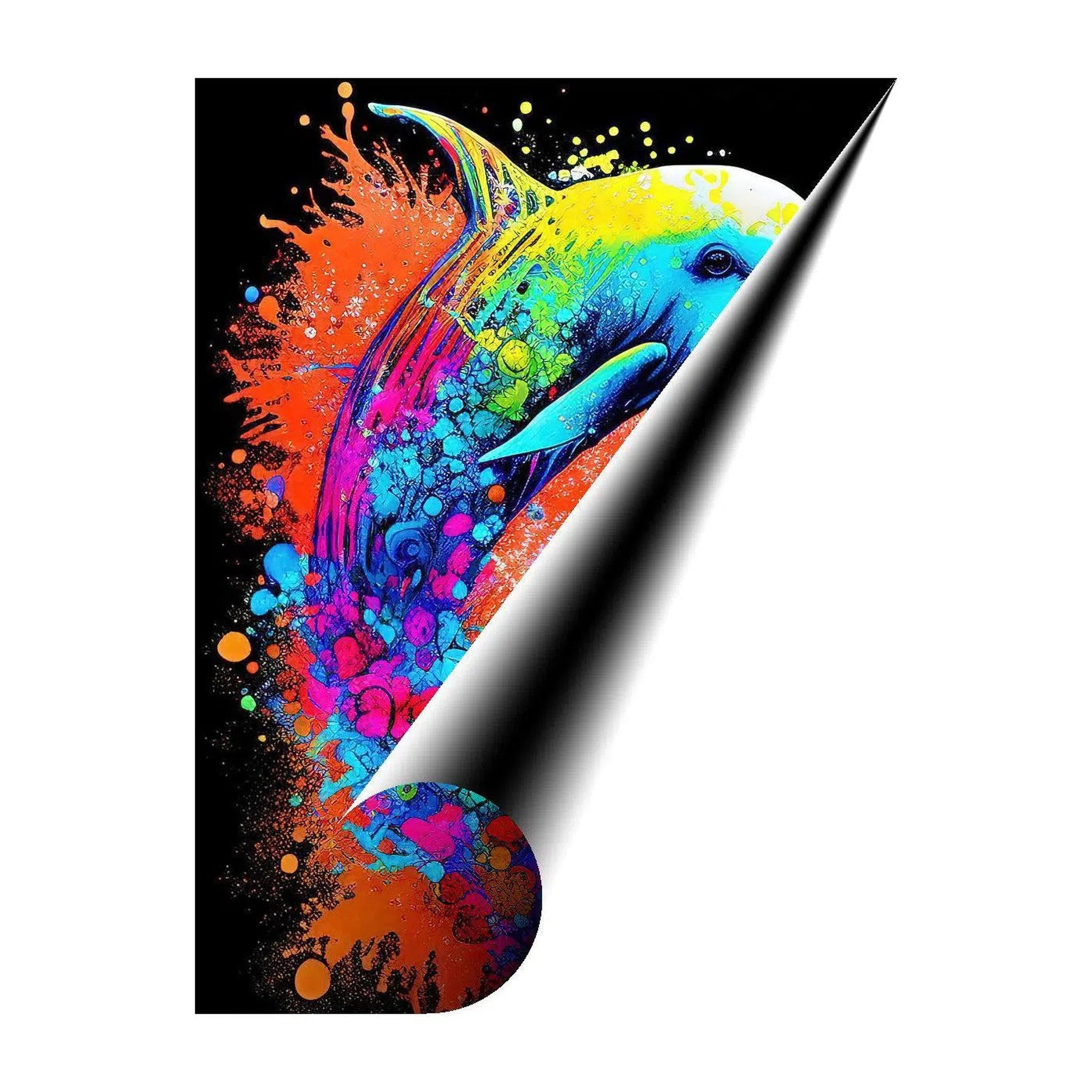 Dolphin Porpoising, Ocean Animal Art Print 34107 Giclée Rolled Canvas Print Visual Wall Art