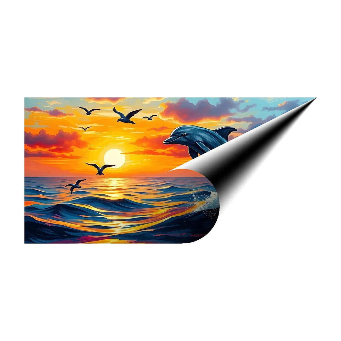 Dolphin Porpoising,Animal Art Print 21604 Giclée Rolled Canvas Print Visual Wall Art