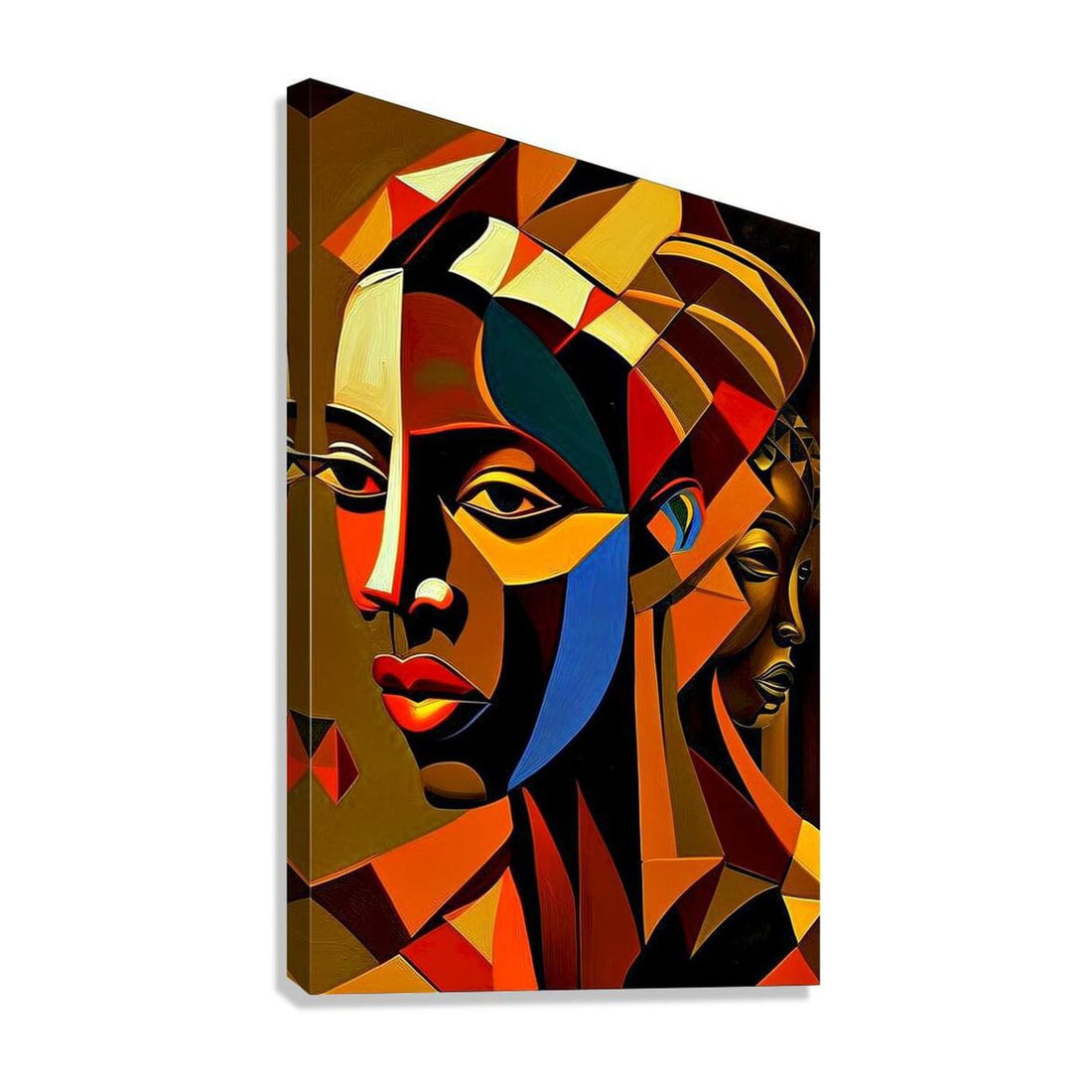 Ebony Heritage, Ethnic Abstract Art Print 23136 Giclée Stretched Canvas Print Visual Wall Art