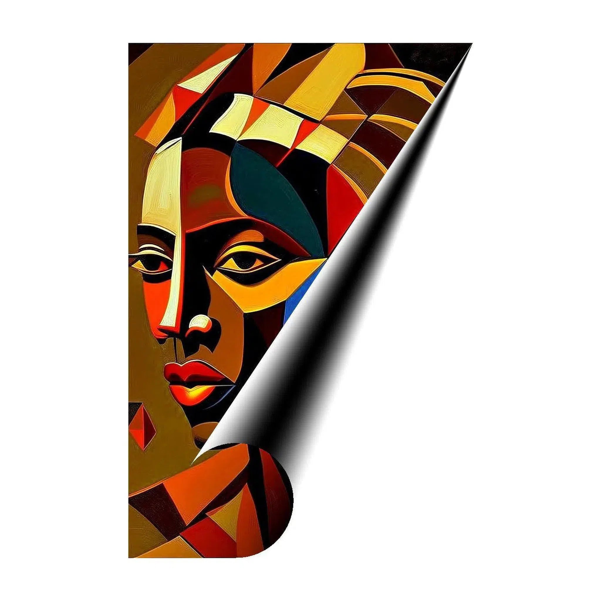 Ebony Heritage, Ethnic Abstract Art Print 23136 Giclée Rolled Canvas Print Visual Wall Art