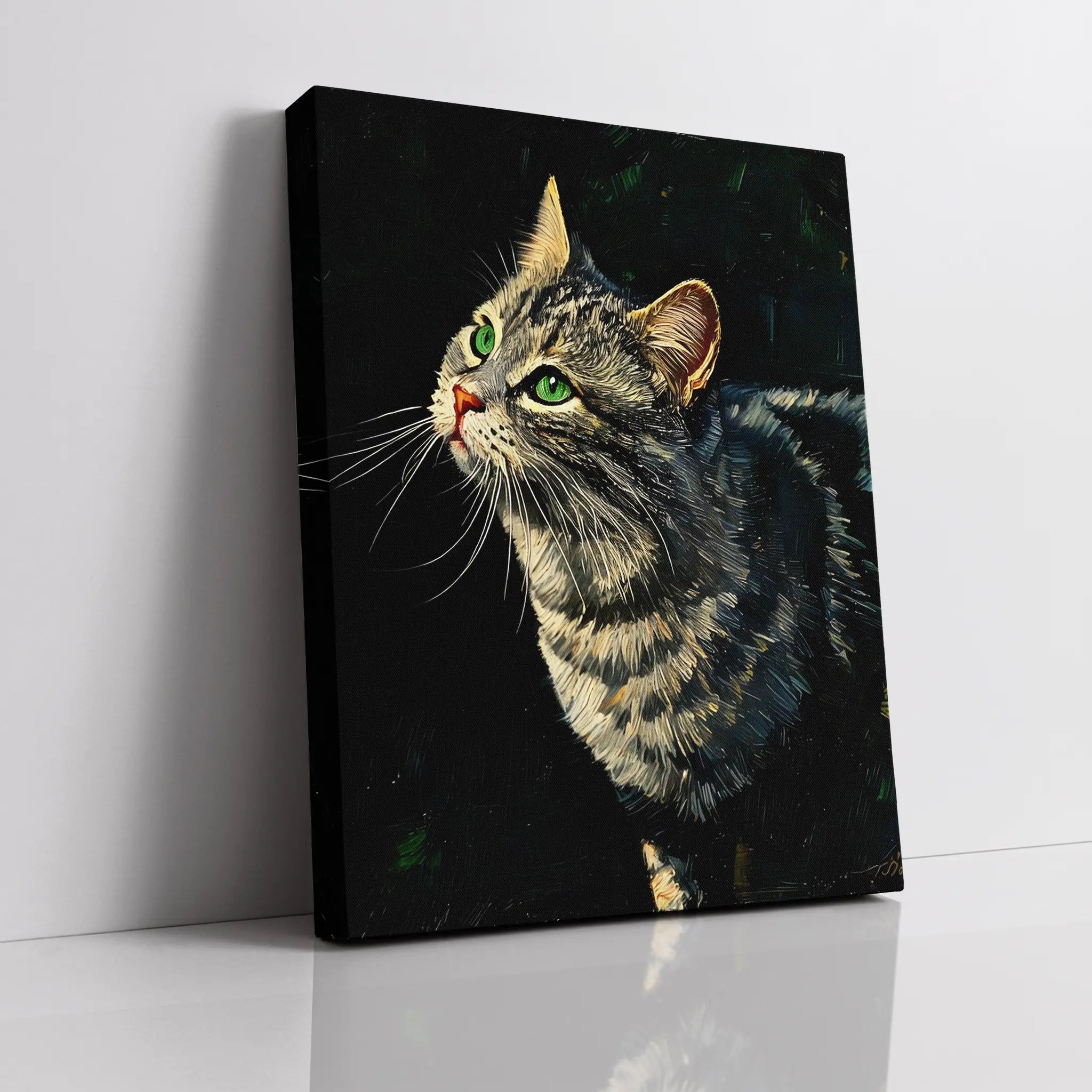 Emerald-Eyed Tabby Cat Giclée Print 456021 Visual Wall Art AR3:4V-AR4:5V Giclée Print