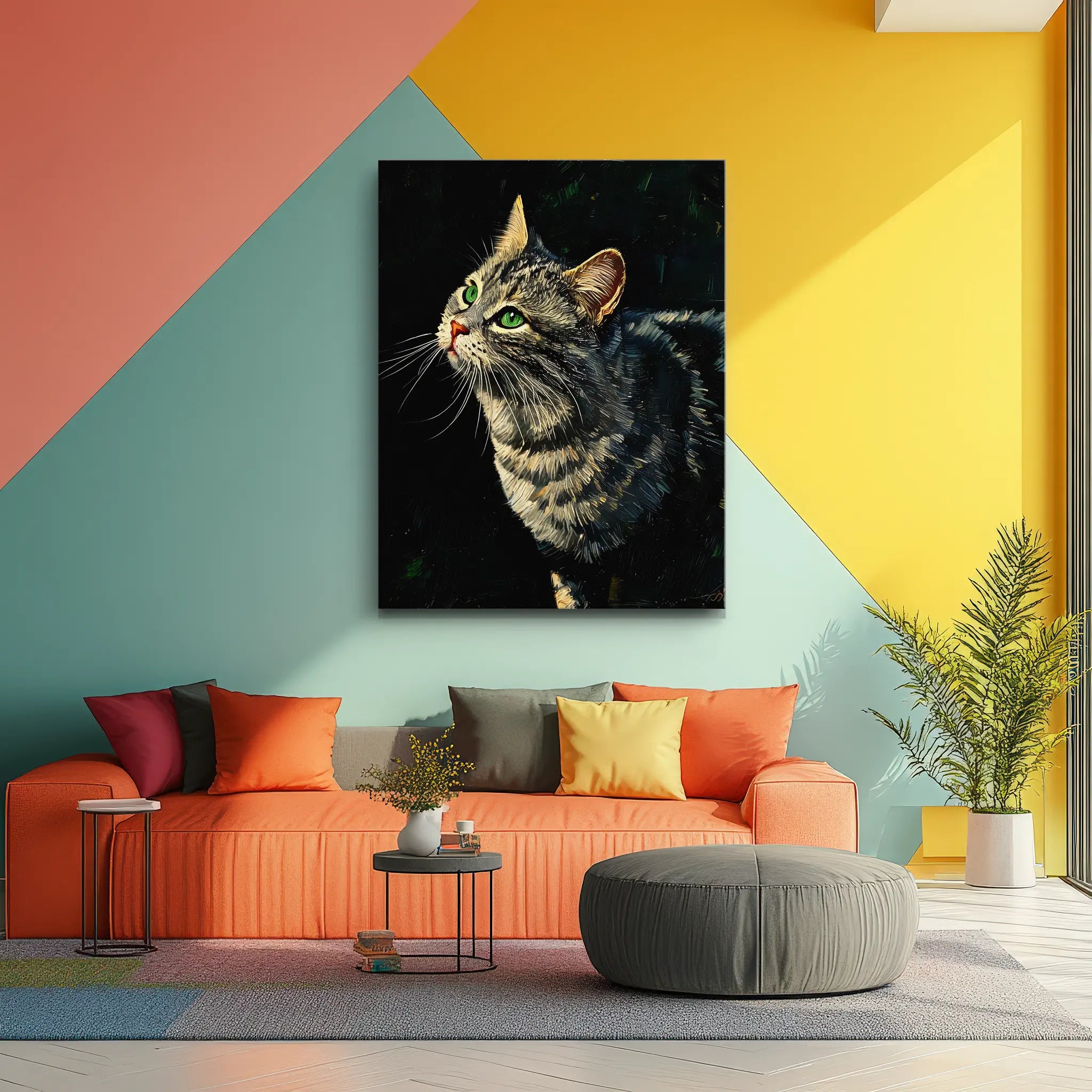 Emerald-Eyed Tabby Cat Giclée Print 456021 Visual Wall Art AR3:4V-AR4:5V Giclée Print