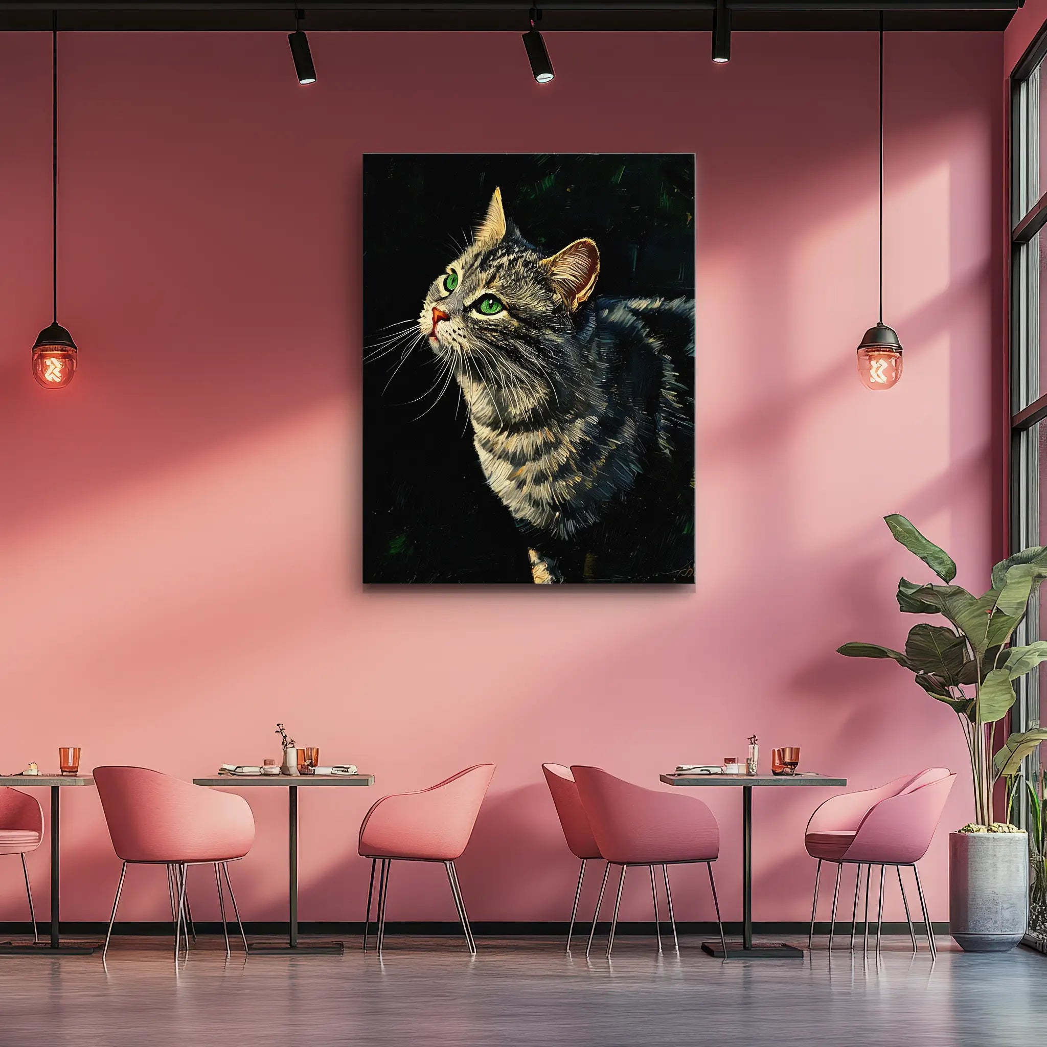 Emerald-Eyed Tabby Cat Giclée Print 456021 Visual Wall Art AR3:4V-AR4:5V Giclée Print