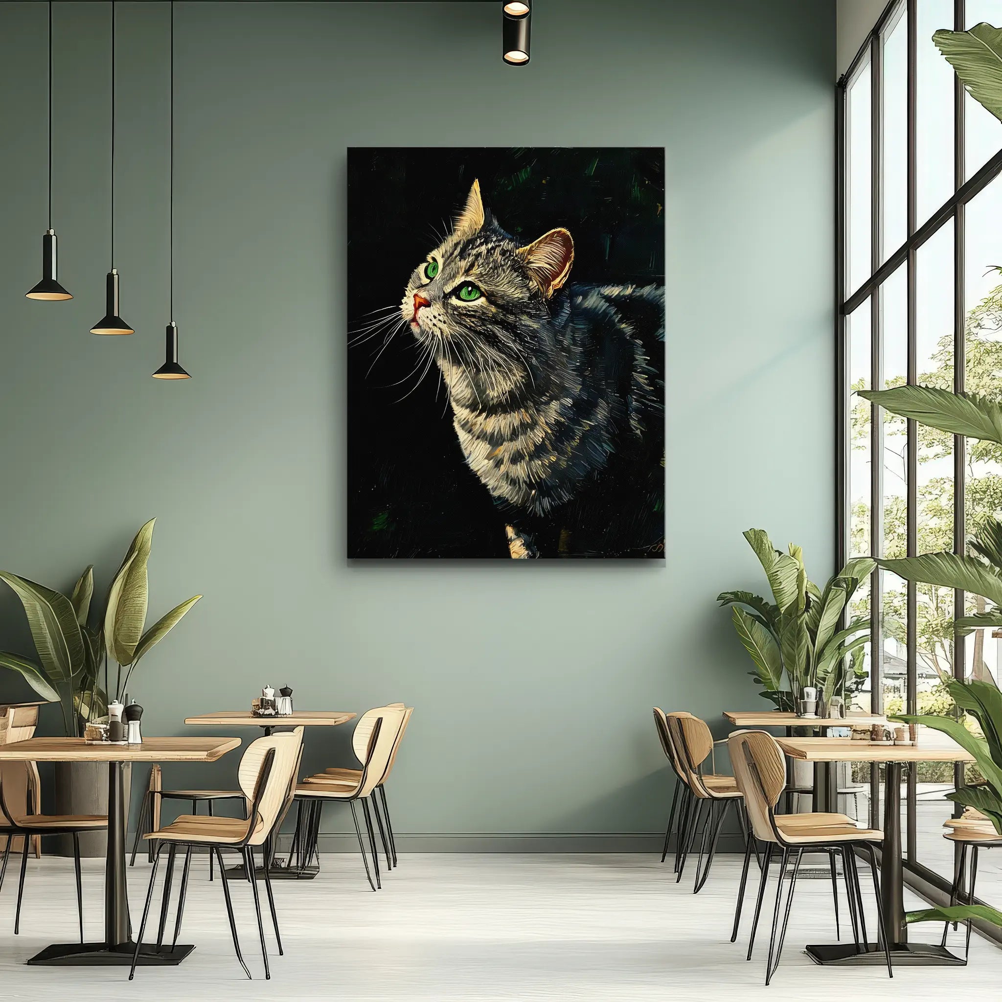 Emerald-Eyed Tabby Cat Giclée Print 456021 Visual Wall Art AR3:4V-AR4:5V Giclée Print