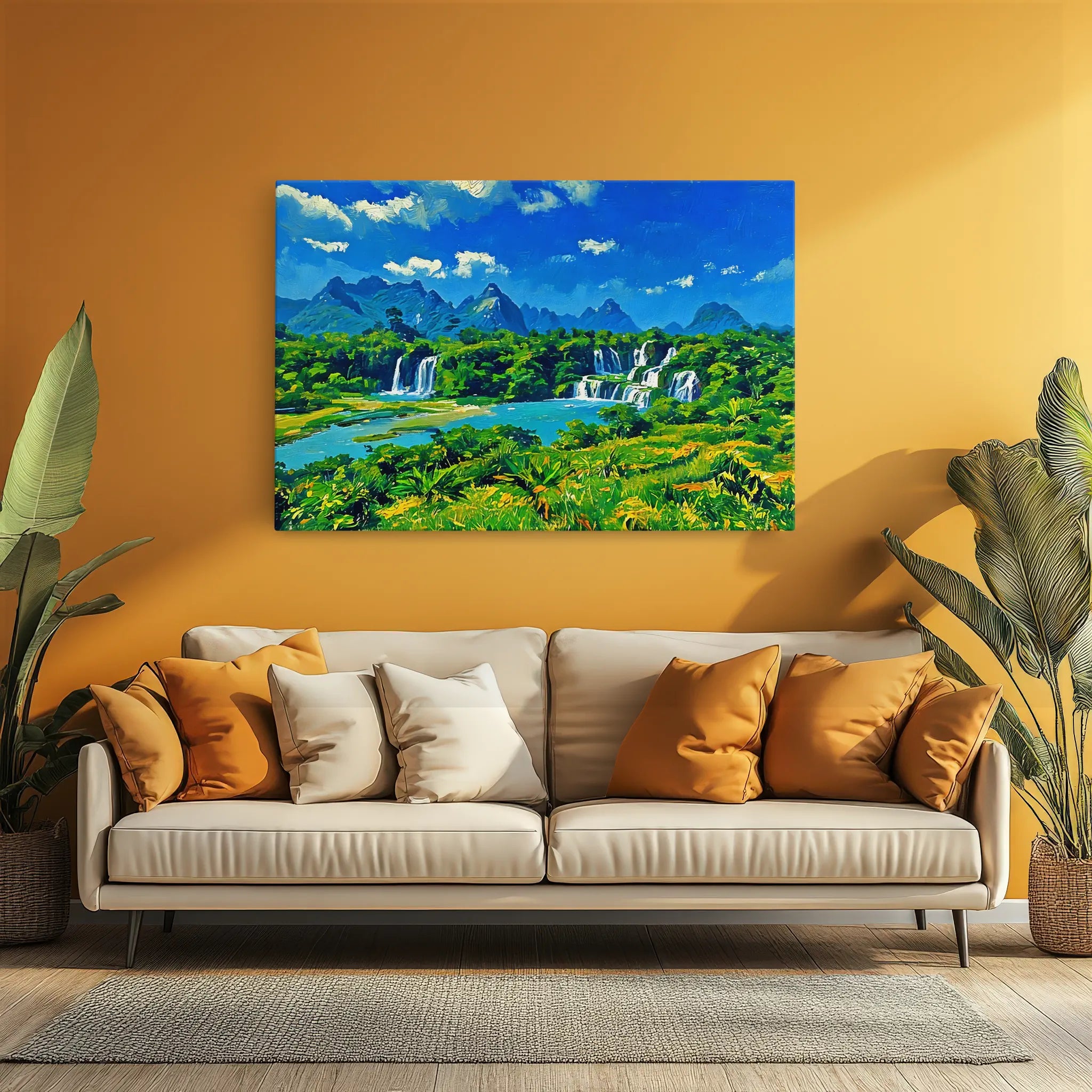 Expansive Waterfalls and Green Landscape Giclée Print 323014 Visual Wall Art AR3:2H Giclée Print