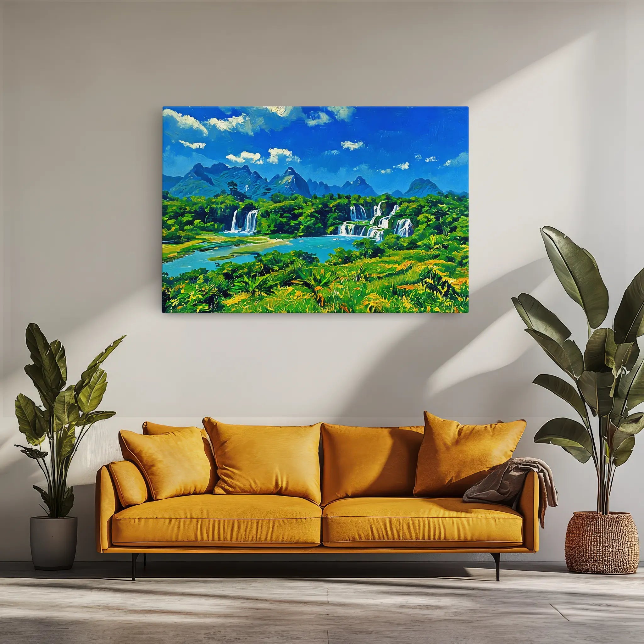 Expansive Waterfalls and Green Landscape Giclée Print 323014 Visual Wall Art AR3:2H Giclée Print