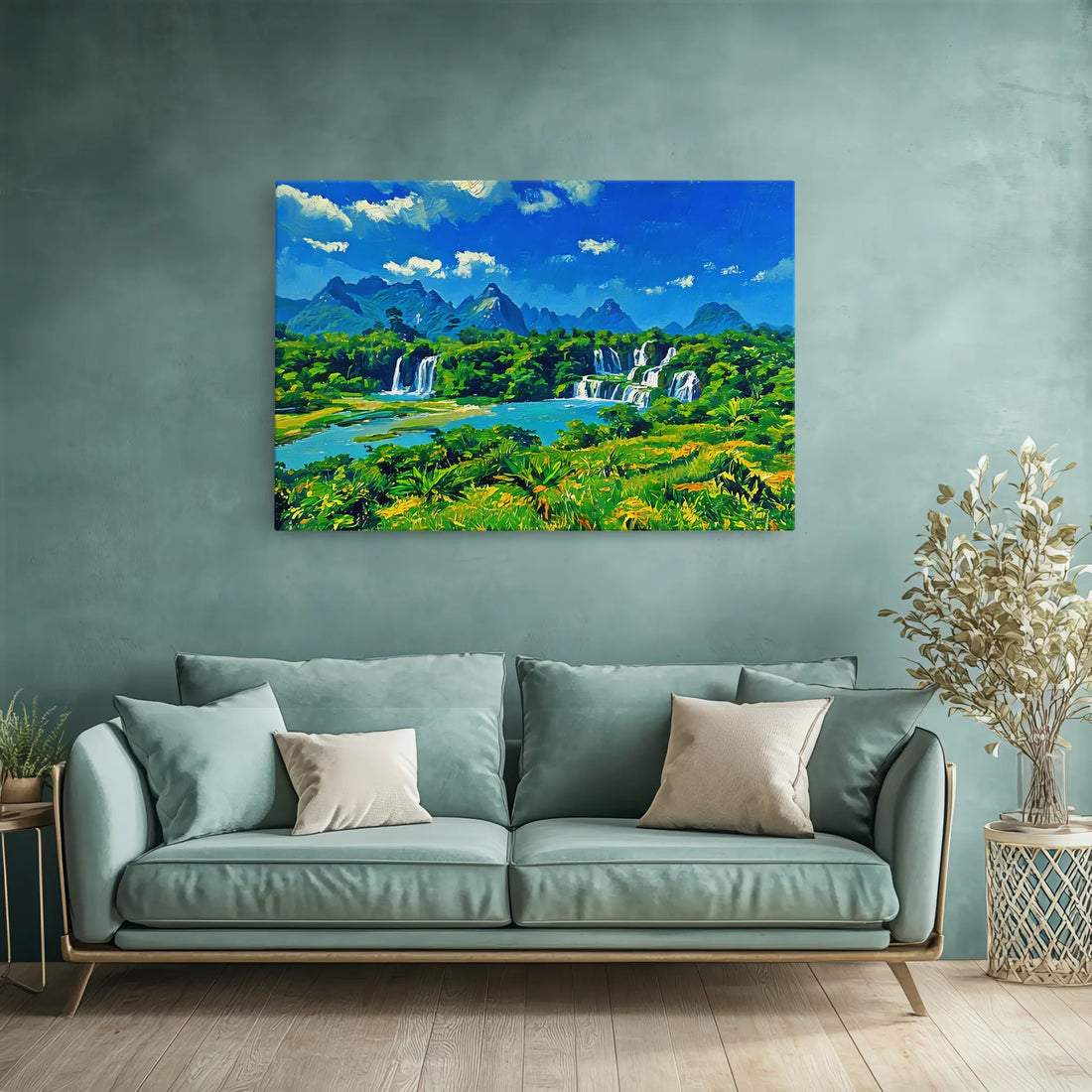 Expansive Waterfalls and Green Landscape Giclée Print 323014 Visual Wall Art AR3:2H Giclée Print