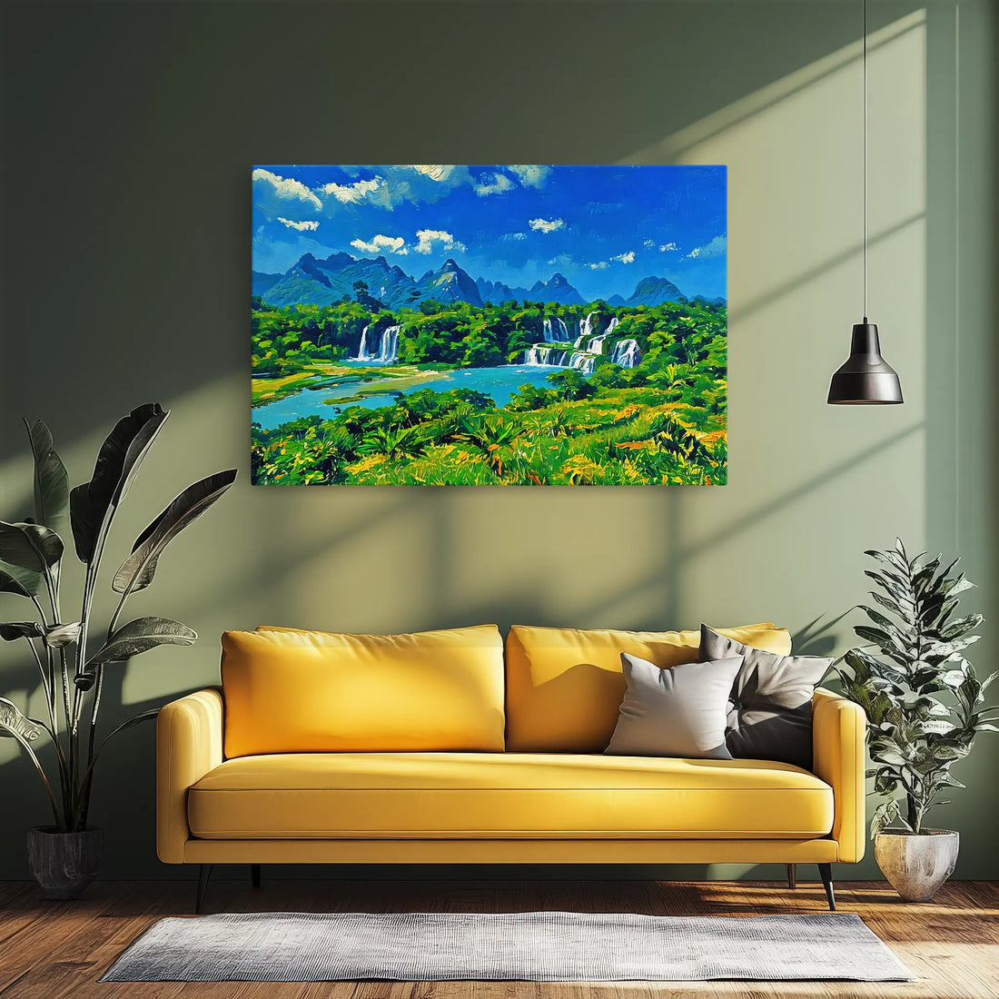 Expansive Waterfalls and Green Landscape Giclée Print 323014 Visual Wall Art AR3:2H Giclée Print