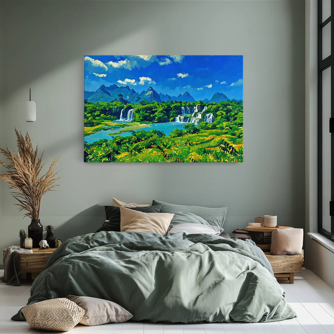 Expansive Waterfalls and Green Landscape Giclée Print 323014 Visual Wall Art AR3:2H Giclée Print