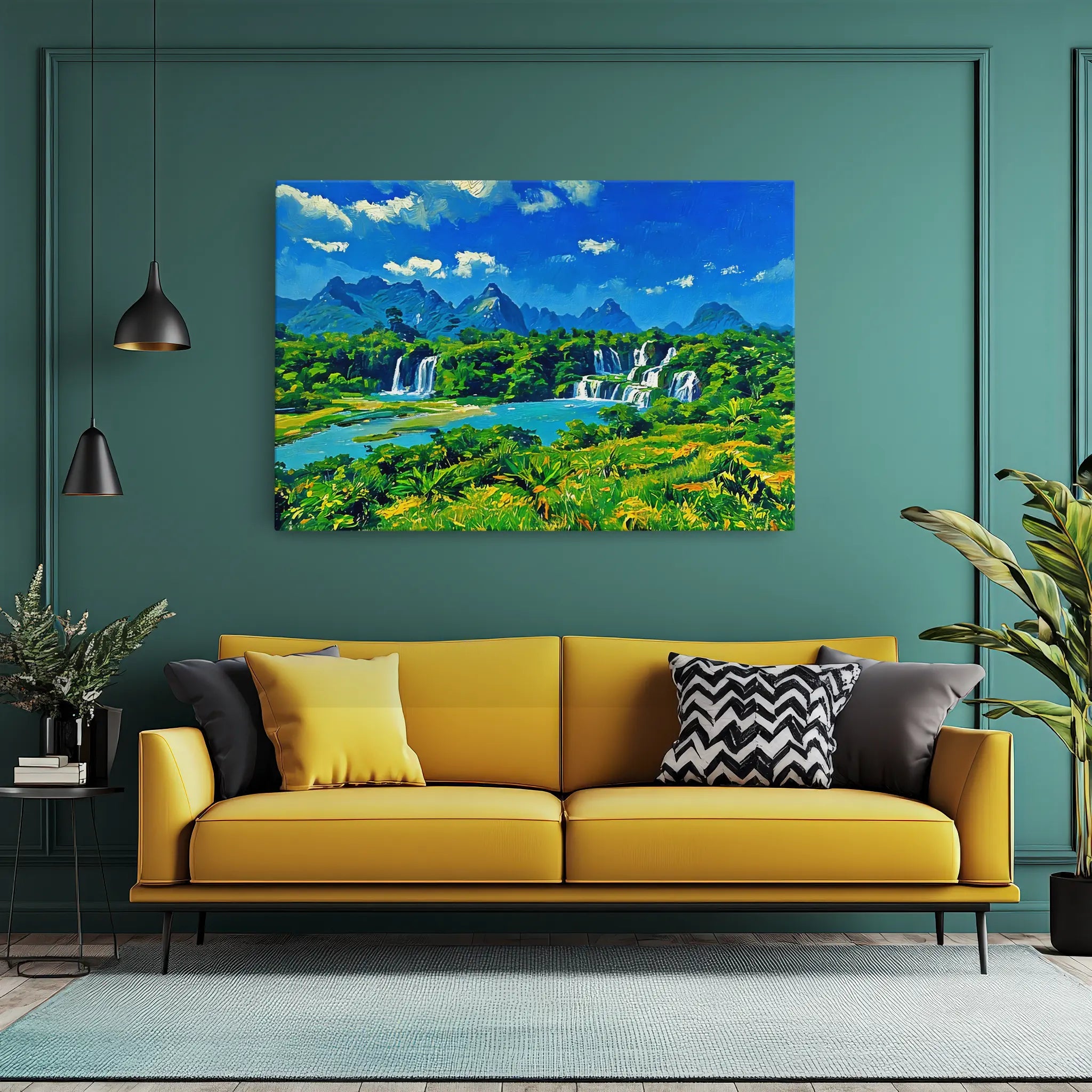 Expansive Waterfalls and Green Landscape Giclée Print 323014 Visual Wall Art AR3:2H Giclée Print