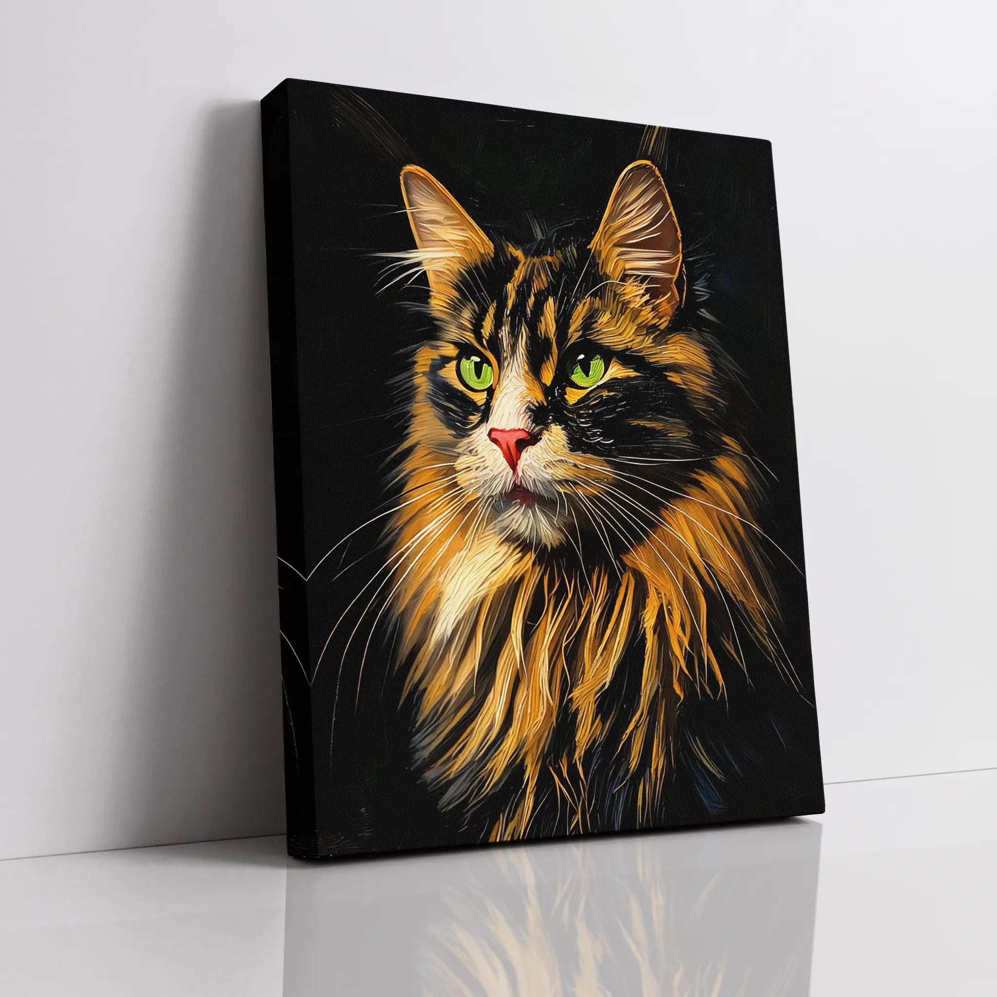Expressive Calico Cat, fluffy Giclée Print 456022 Visual Wall Art AR3:4V-AR4:5V Giclée Print