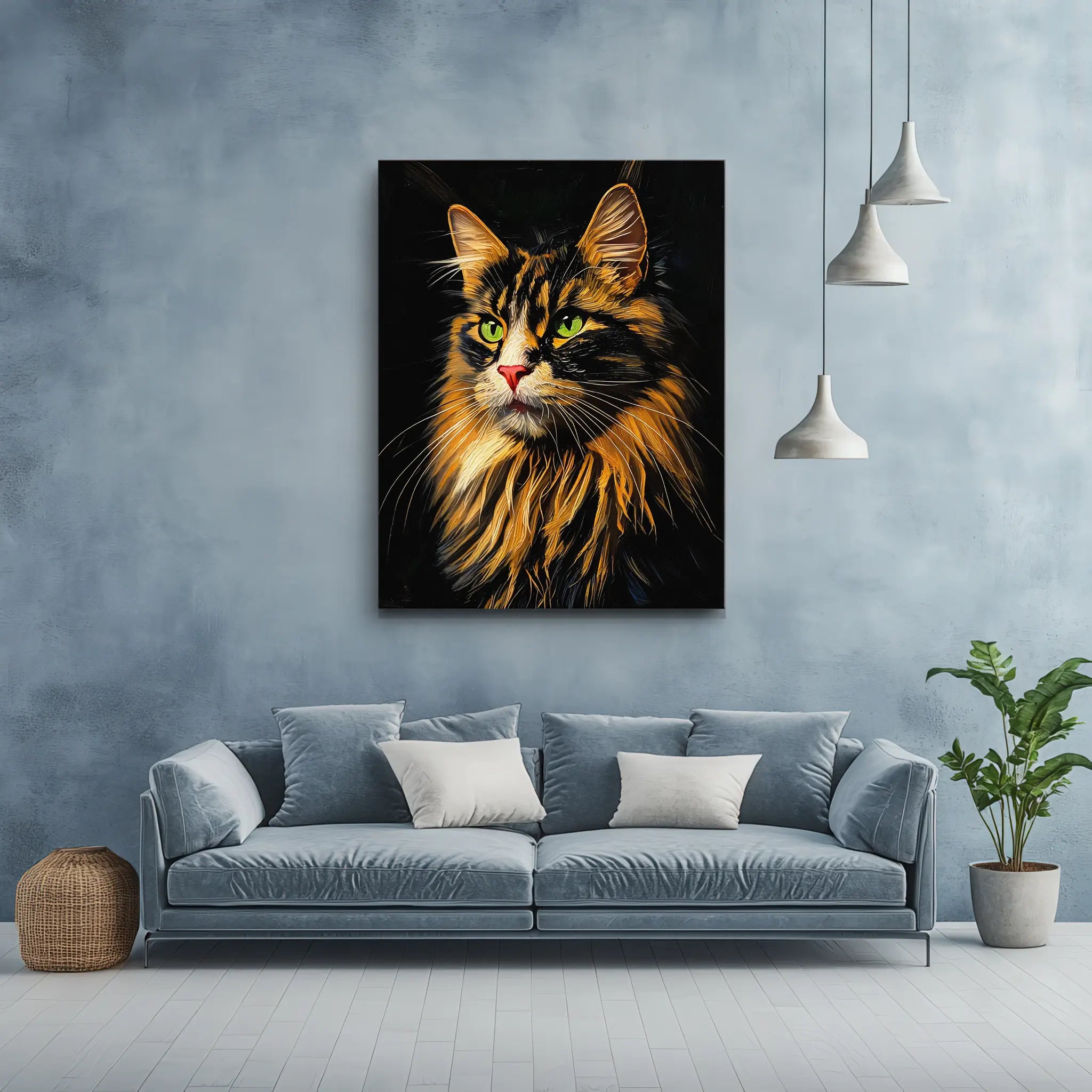 Expressive Calico Cat, fluffy Giclée Print 456022 Visual Wall Art AR3:4V-AR4:5V Giclée Print