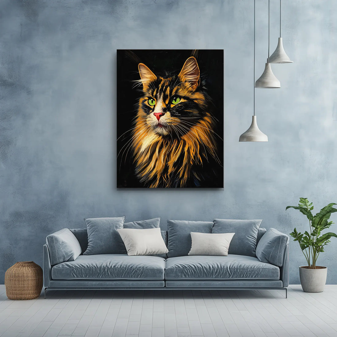 Expressive Calico Cat, fluffy Giclée Print 456022 Visual Wall Art AR3:4V-AR4:5V Giclée Print