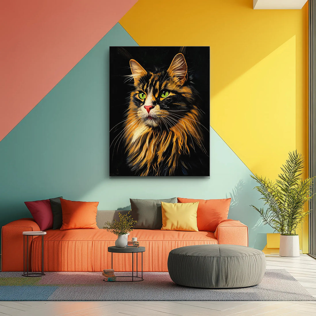Expressive Calico Cat, fluffy Giclée Print 456022 Visual Wall Art AR3:4V-AR4:5V Giclée Print